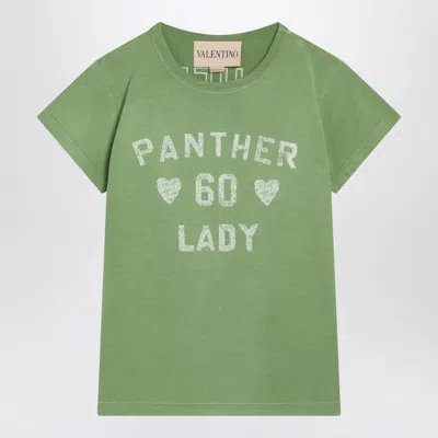 Valentino Panther Lady T-shirt In Green