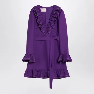 Valentino Purple Wool And Silk Mini Dress In Blue
