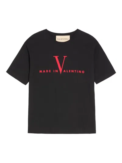 Valentino Crew Neck Short Sleeve T-shirt Design In Black