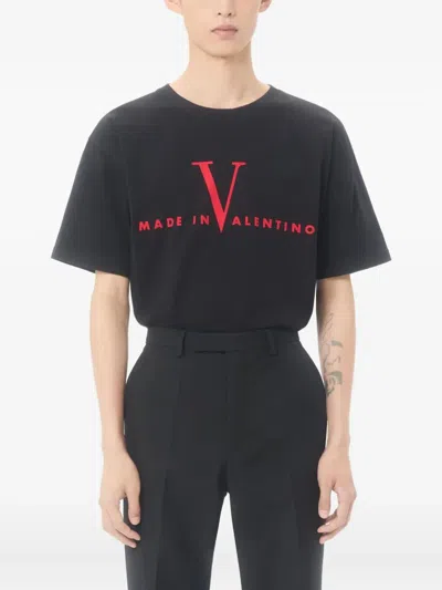 Valentino Crew Neck Short Sleeve T-shirt Design In Black