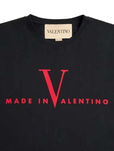 Valentino Crew Neck Short Sleeve T-shirt Design In Black