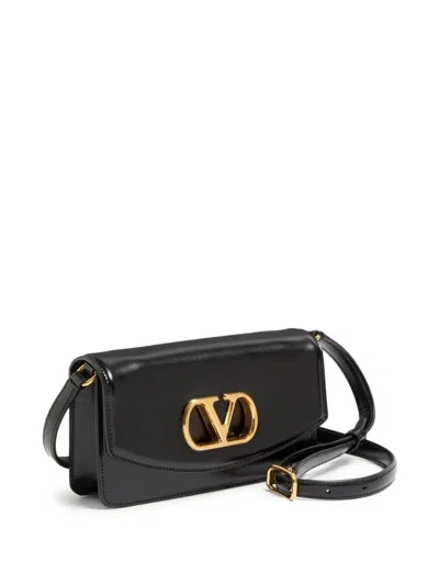 Valentino Garavani Vain Small Vlogo Leather Clutch Bag In Black