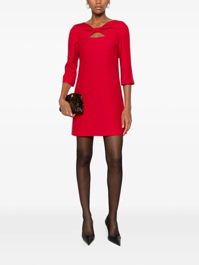 Valentino Mini Dress With Bow And Cut-out Design In Red