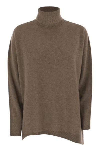 Vanisé Giuly High-neck Asymmetrical Sweater In Brown
