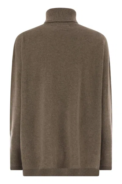 Vanisé Giuly High-neck Asymmetrical Sweater In Brown