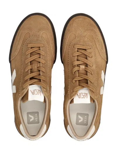 Veja Volley Tent Brown And White Suede Sneakers In Brown