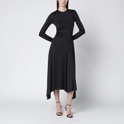 Victoria Beckham Black Asymmetric Midi Dress In Black