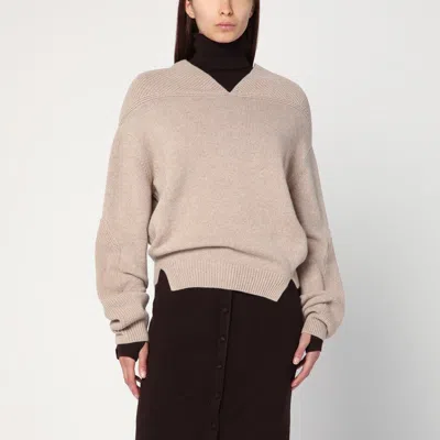 Victoria Beckham Sand-coloured Sweater In Wool And Cashmere