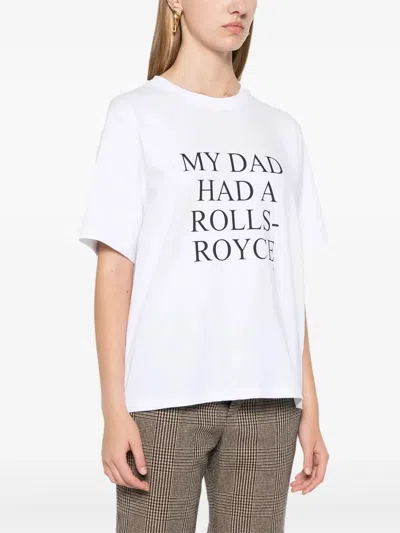Victoria Beckham `my Dad Had A Rolls-royce` Slogan Cotton T-shirt In White