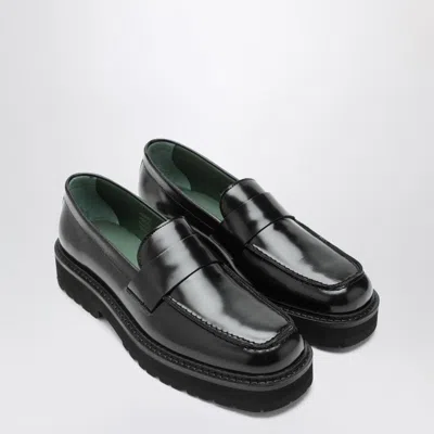 Vinny's Vinnys Black Leather Peeters Moccasins In Black