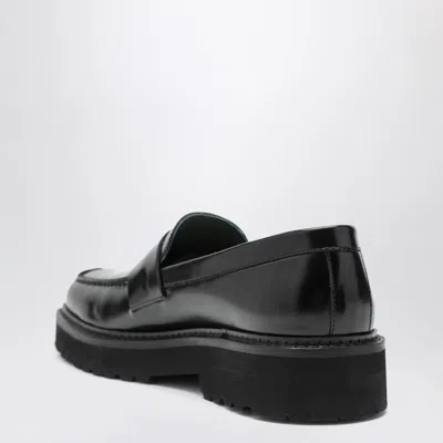 Vinny's Vinnys Black Leather Peeters Moccasins In Black