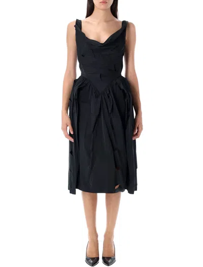 Vivienne Westwood Asymmetrical Midi Dress In Black