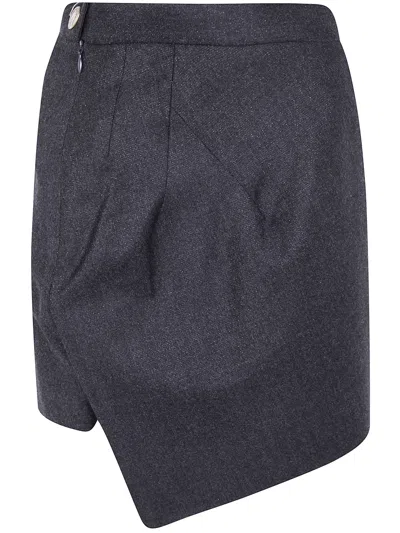 Vivienne Westwood Mini Infinity Skirt Metallic Brushed Wo. Charcoal 46 Women In Gray