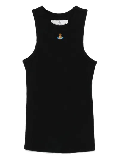 Vivienne Westwood Fitted Black Sleeveless Top With High Neckline