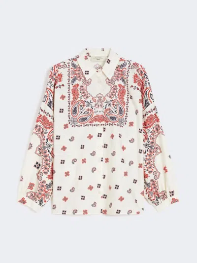 Weekend Max Mara Long Sleeve Paisley Print Cotton Top In Multi