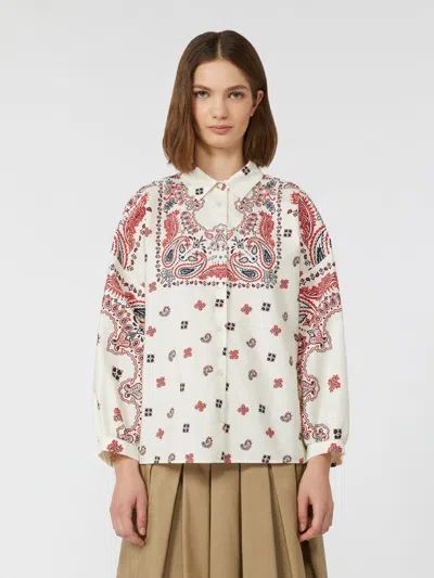 Weekend Max Mara Long Sleeve Paisley Print Cotton Top In Multi