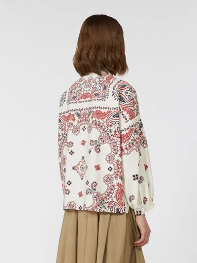 Weekend Max Mara Long Sleeve Paisley Print Cotton Top In Multi