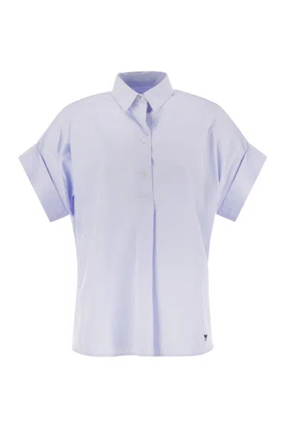 Weekend Max Mara Ardea - Straight Cotton Poplin Shirt In Blue
