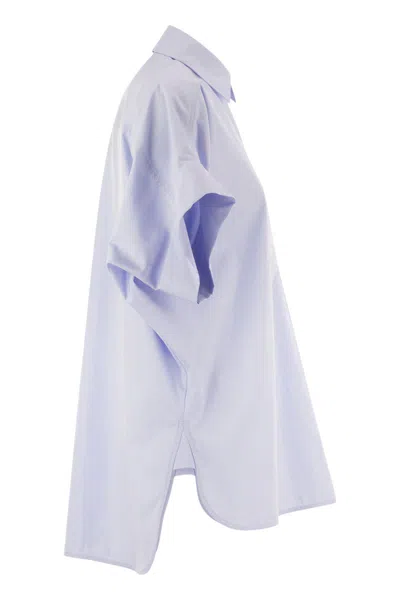 Weekend Max Mara Ardea - Straight Cotton Poplin Shirt In Blue