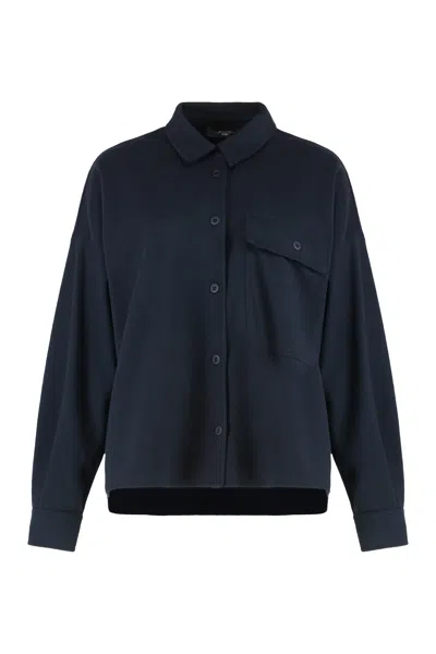 Weekend Max Mara Flannel Jersey Jacket In Blue