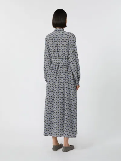 Weekend Max Mara Omens Avio Graphic-print Belted Silk Maxi Dress In Gray