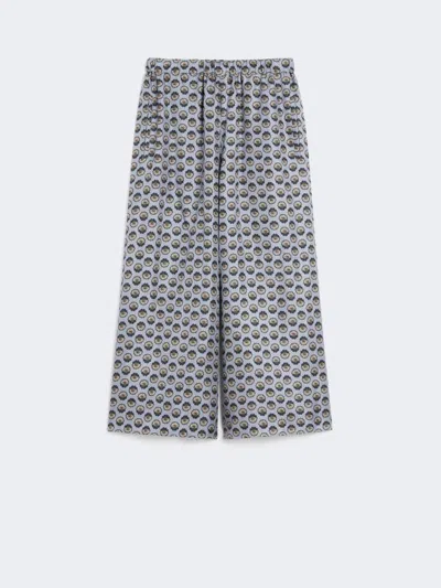 Weekend Max Mara Silk Trousers With A Wide-leg Design In Gray