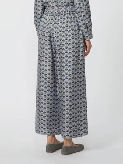 Weekend Max Mara Silk Trousers With A Wide-leg Design In Gray