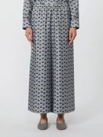 Weekend Max Mara Silk Trousers With A Wide-leg Design In Gray