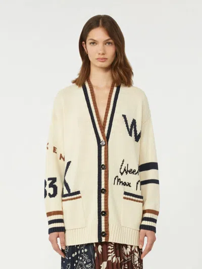 Weekend Max Mara Blasone Oversize Jacquard Cardigan In Neutral