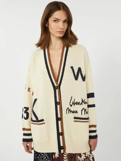 Weekend Max Mara Blasone Oversize Jacquard Cardigan In Neutral