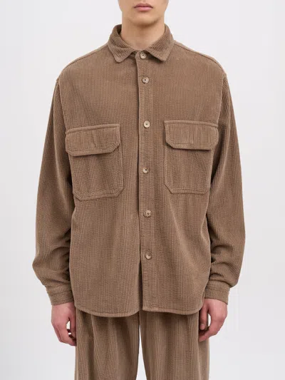 White Sand Corduroy Overshirt In Brown