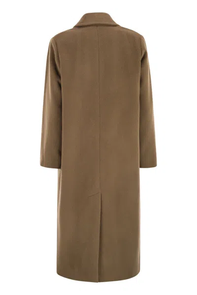 Weekend Max Mara Weekend Maxmara Zufolo Double Breasted Coat In Wool And Alpaca In Brown
