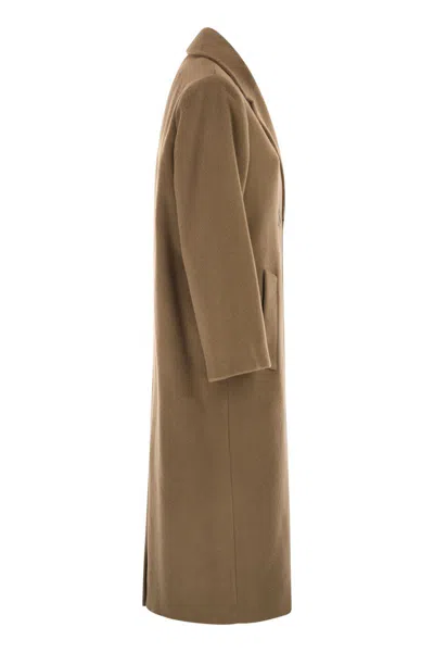 Weekend Max Mara Weekend Maxmara Zufolo Double Breasted Coat In Wool And Alpaca In Brown