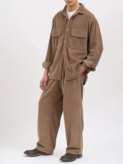 White Sand Corduroy Overshirt In Brown