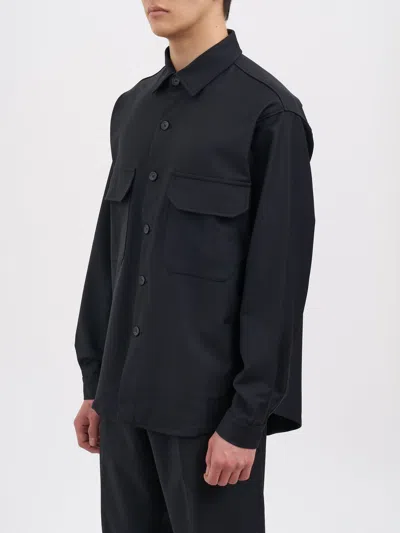 White Sand Wool Blend Overshirt In Blue