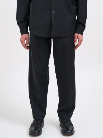 White Sand Wool Mixed Trousers In Black