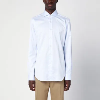 Xacus Small Striped Light Blue Travel Shirt In White
