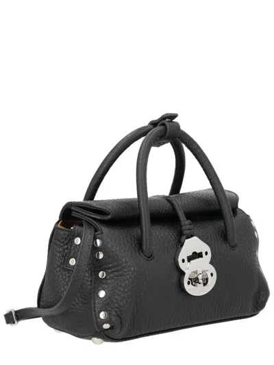 Zanellato Black Leather Shoulder Bag In Black