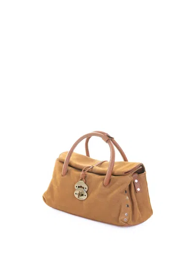 Zanellato Dotta Jones Brandy Suede Shoulder Bag In Neutral