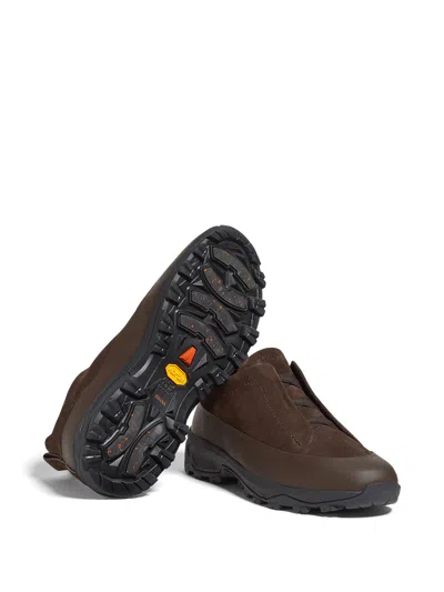 Zegna Baskets Triple Stitch Monte En Veau Velours Marron In Brown