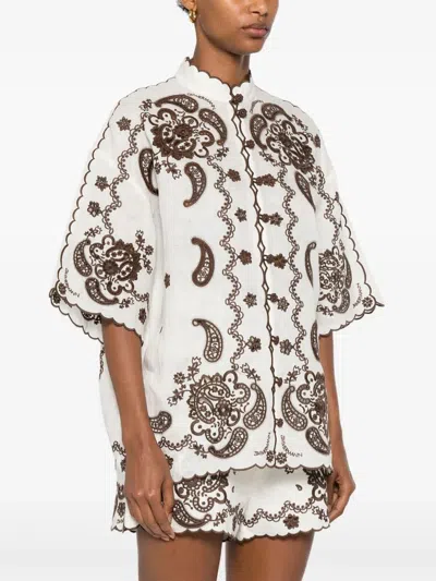 Zimmermann Ascension Embroidered Linen Shirt In Multi