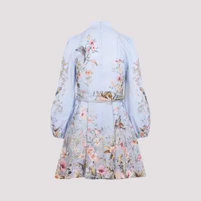 Zimmermann Rebellion Multicolor Midi Dress With Bow Detail On The Front And All-over Floral Print In Linen Woma