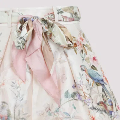 Zimmermann Rebellion Multicolor Shorts With Bow On The Front And All-over Floral Motif In Cotton And Silk Woman In Multi