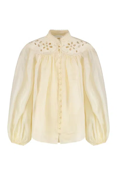 Zimmermann Embroidered Blouse Coco In Yellow