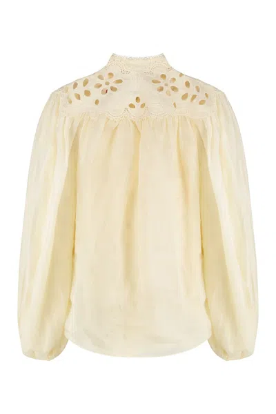 Zimmermann Embroidered Blouse Coco In Yellow