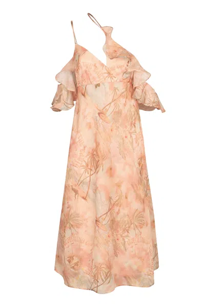 Zimmermann Illuminate Flutter Printed Dress In Neutral