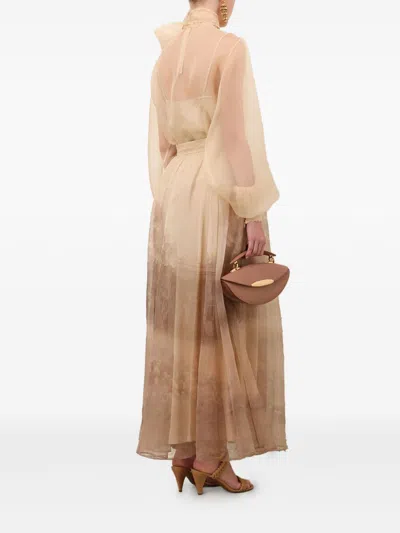 Zimmermann Landscape Print Organza Memento Maxi Skirt In Neutral