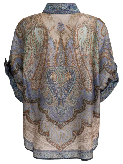 Zimmermann Wanderlust Multicolor Shirt With Classic Collar And All-over Print In Silk Woman In Multi