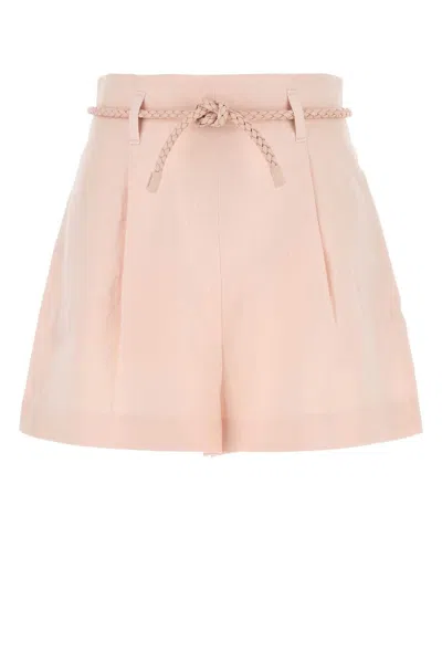 Zimmermann Pastel Pink Linen Crush Shorts In Multi