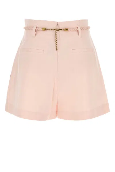 Zimmermann Pastel Pink Linen Crush Shorts In Multi